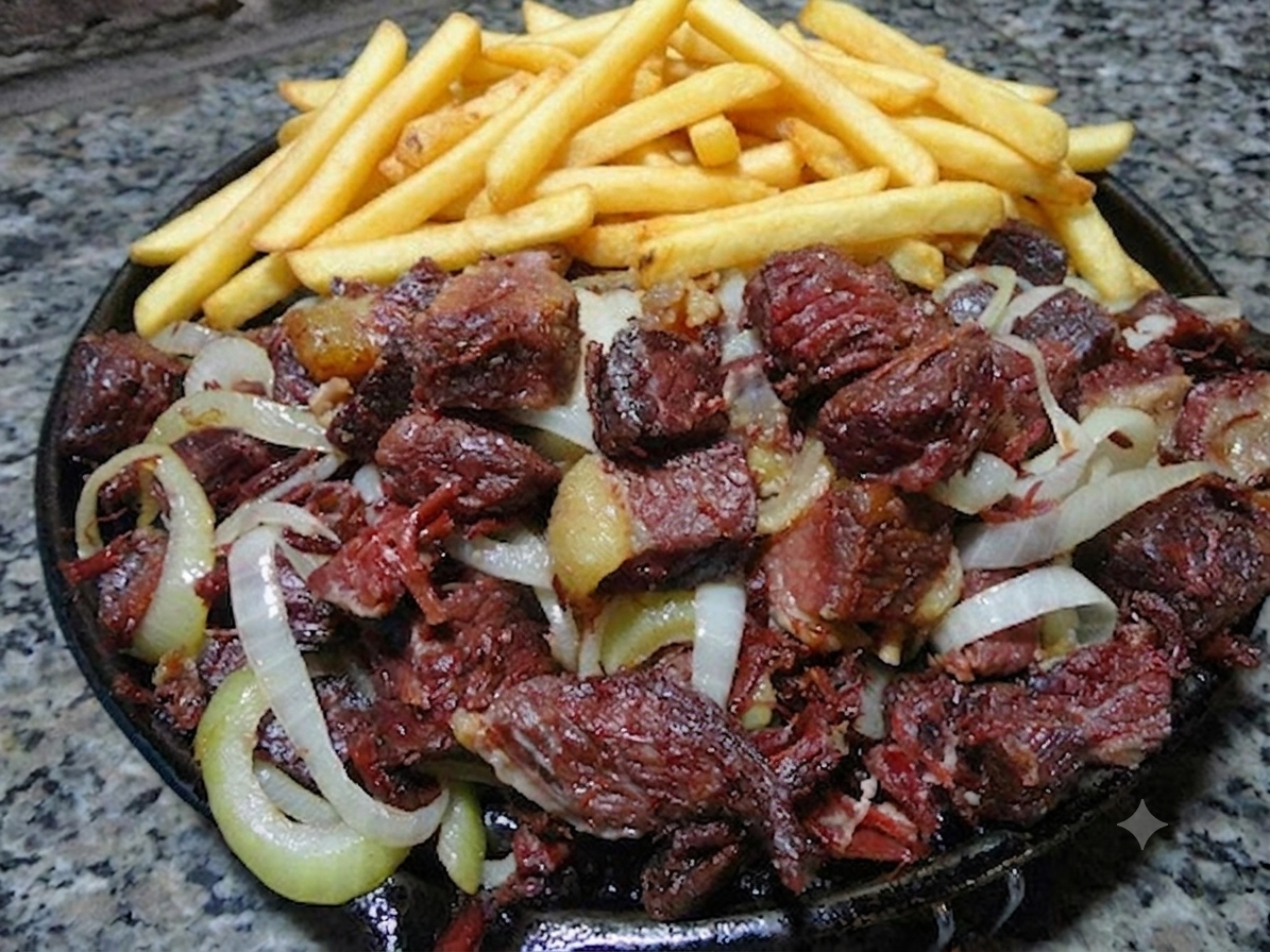 Carne seca com batata frita